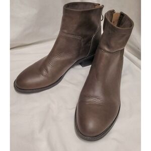 Franco Sarto Brady Brown Leather Ankle Boots Rear Zip O-Ring Size 8M L-BRADY